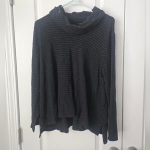 JJill Women's Black Striped Sweater Sz Large